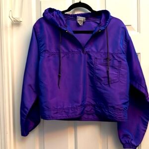 Zapp 1/4 zip short winder breaker with hood.  Purplish/blue color. From the 90’s